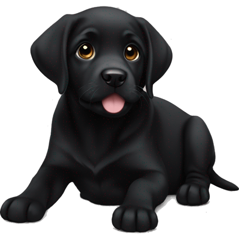 Black Labrador puppy layiny emoji