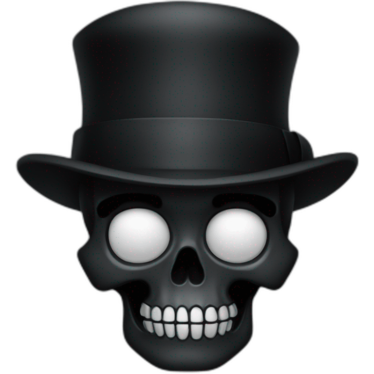 full black skull wearing a bowler hat emoji