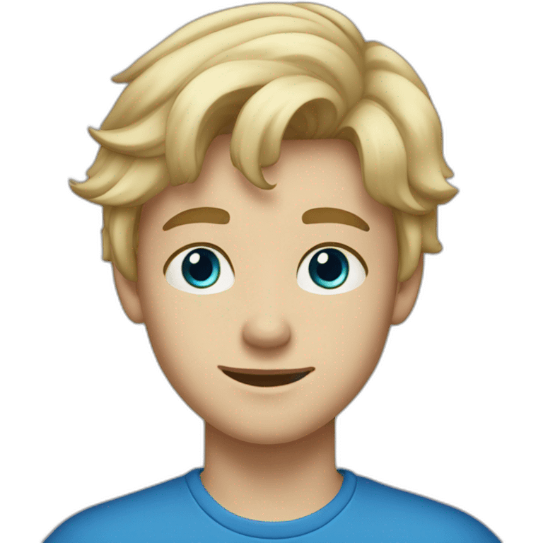 Blond (almost brown) boy with blue (a bit greyish) eyes. He is 16 years old  emoji