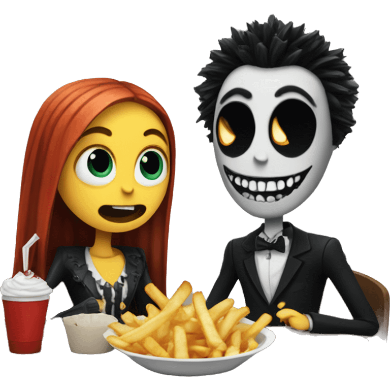 Jack and sally eating fries emoji