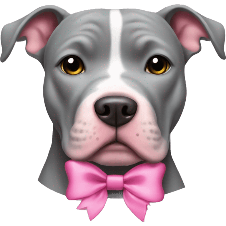 Grey pitbull with a pink bow emoji