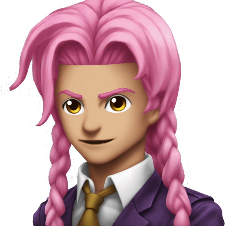 diavolo from jojos bizzare adventure, long pink hair, upperbody emoji