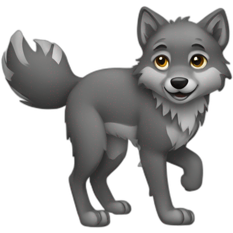 raised wolf two paws emoji