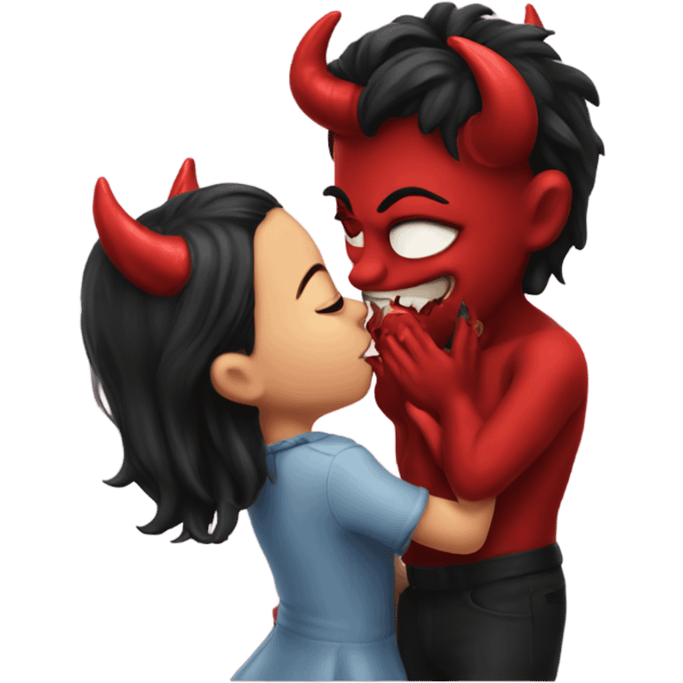 cute devil kiss a girl emoji