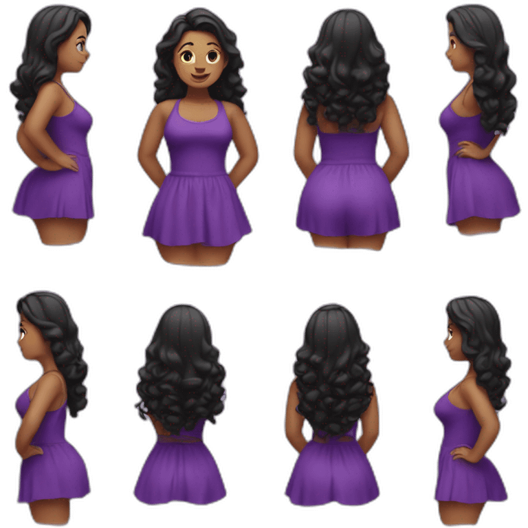 One curvy girl with purple from back emoji