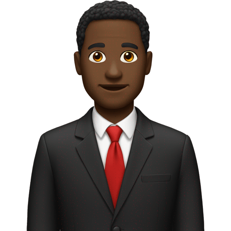 Black man wearing red black suit emoji