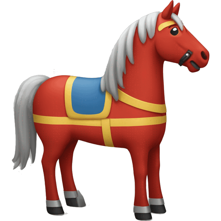 Red wooden horse with Swedish design emoji