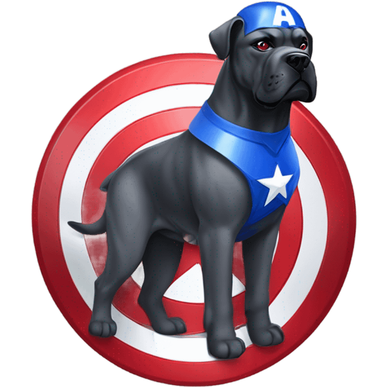 A Cane Corso as Captain America with red, white, and blue shield. emoji