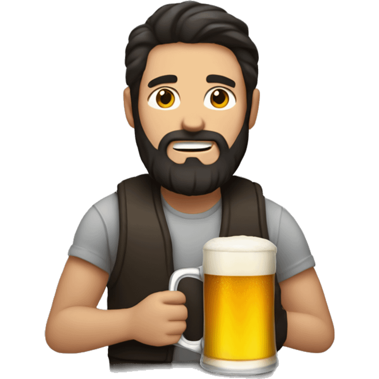 guy with dark hair and beard holding a mug of beer  emoji