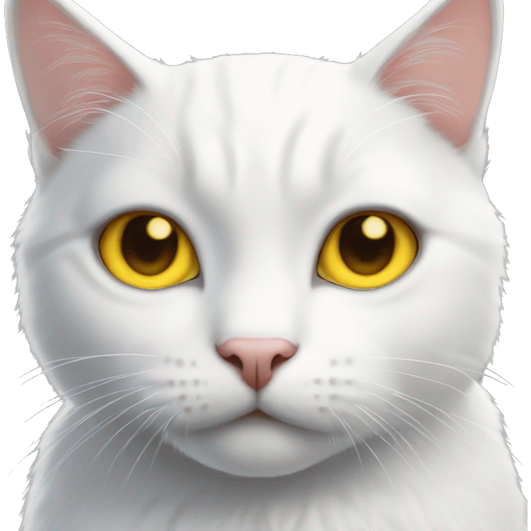 cute white cat with yellow eyes emoji