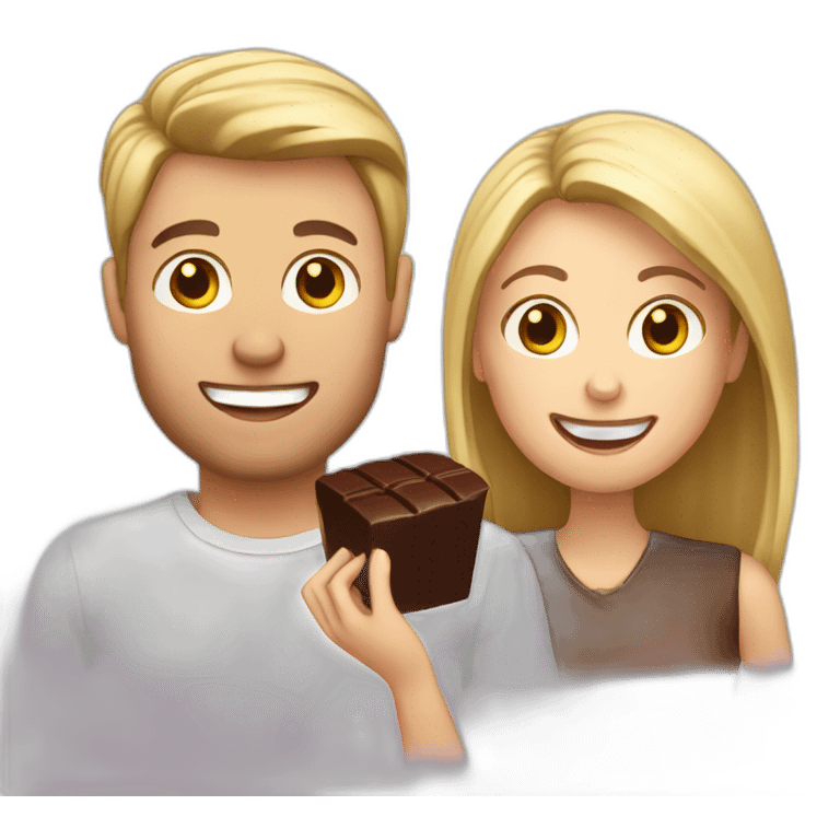 white couple eating chocolat emoji