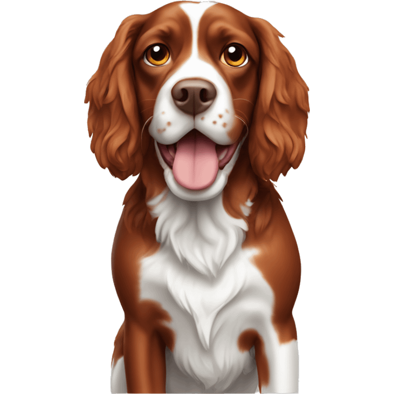 Red and white french britanny spaniel dog emoji