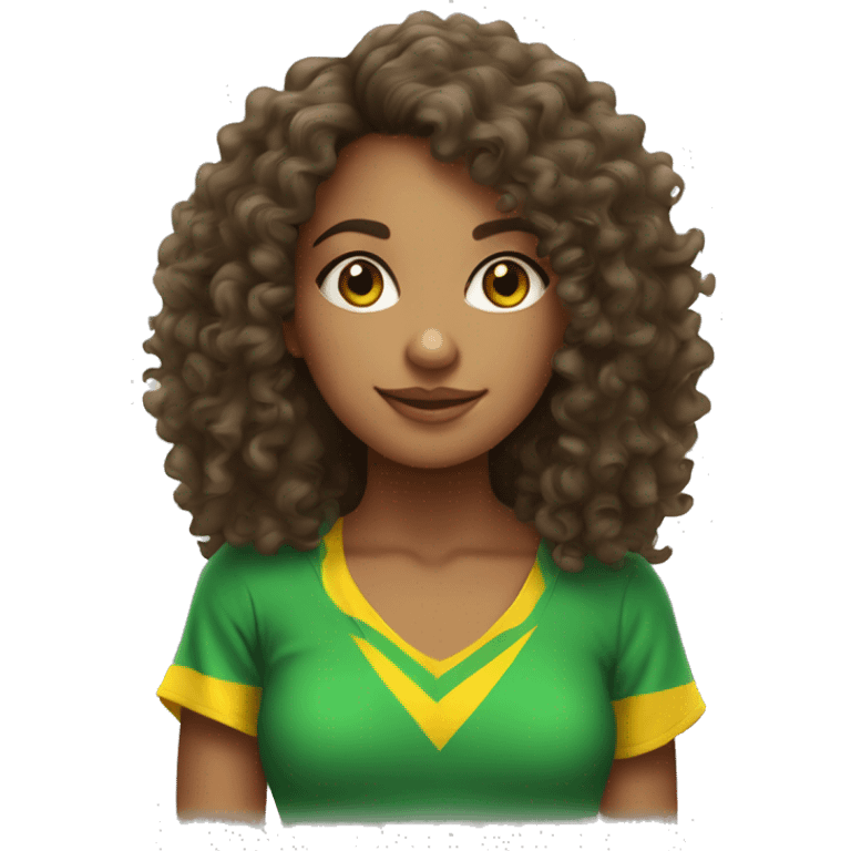 a brazilian curly haired girl with a brazilian shirt  emoji