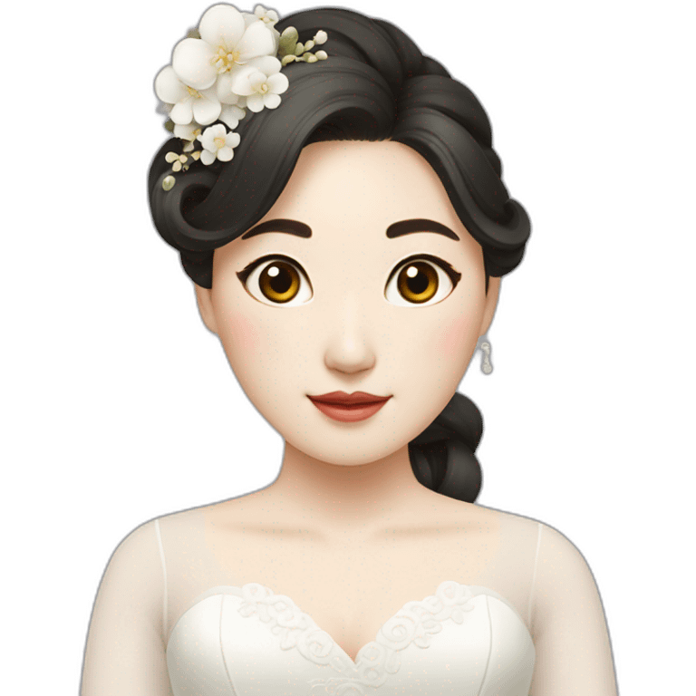 Korean bride with lond hair emoji