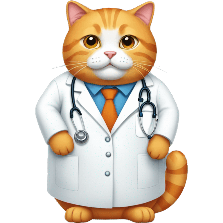 Fat orange cat dressed as a doctor emoji