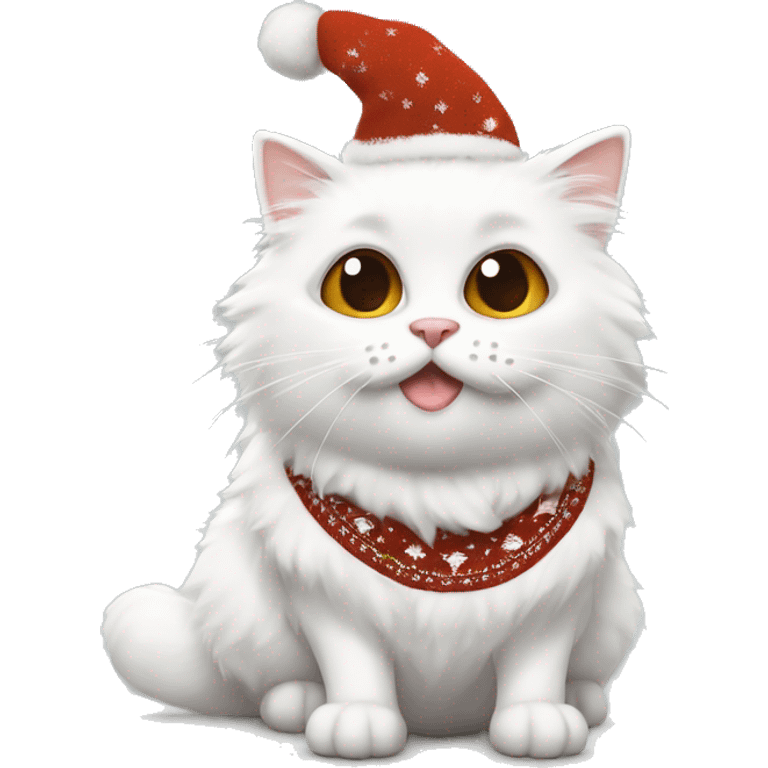 Fluffy white cat with brown patches on his eyes wearing a Christmas jumper  emoji