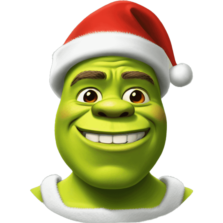 Shrek with a Santa hat emoji