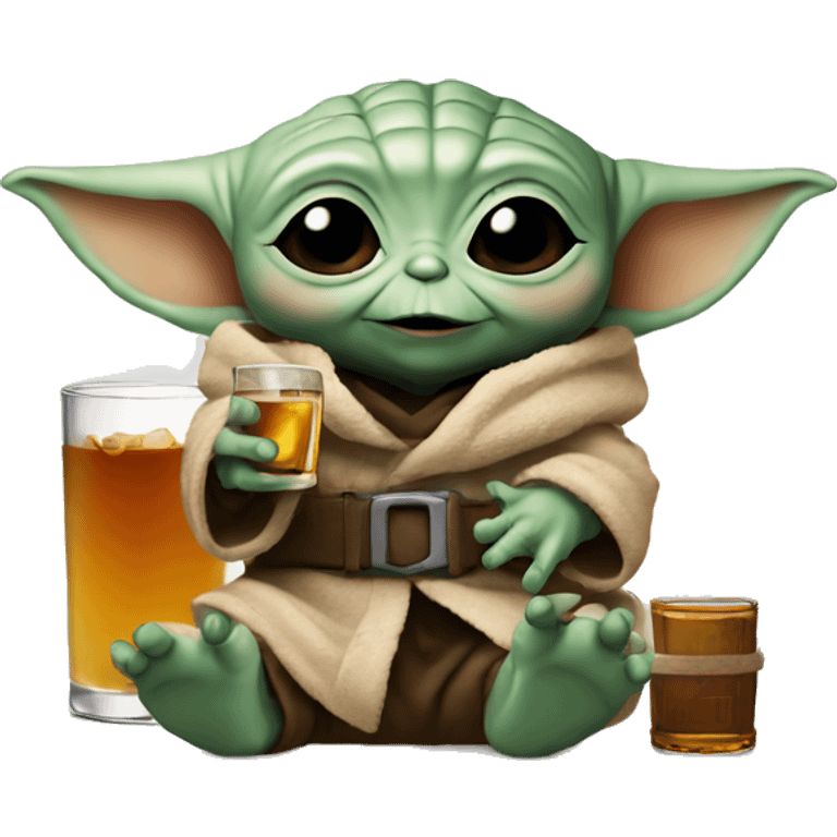 Baby Yoda with whiskey  emoji