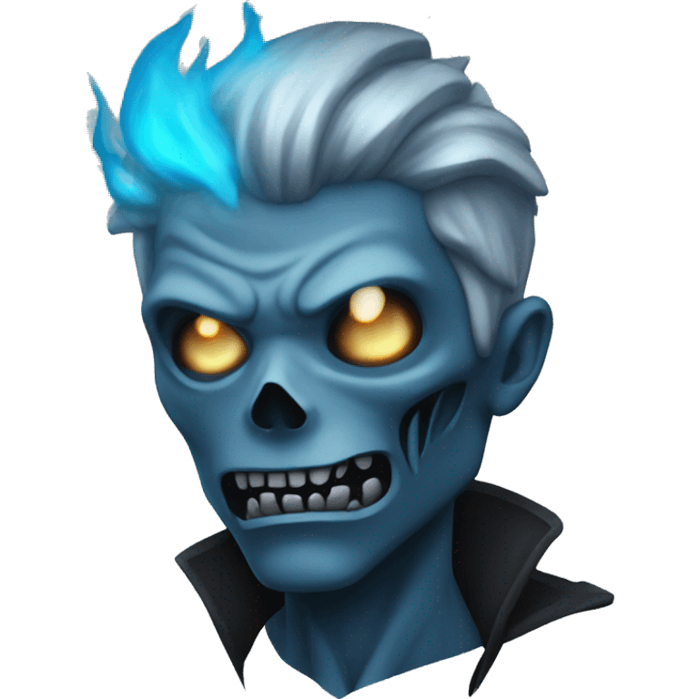 Dark black gray silver zombie blue flames blue glow emoji