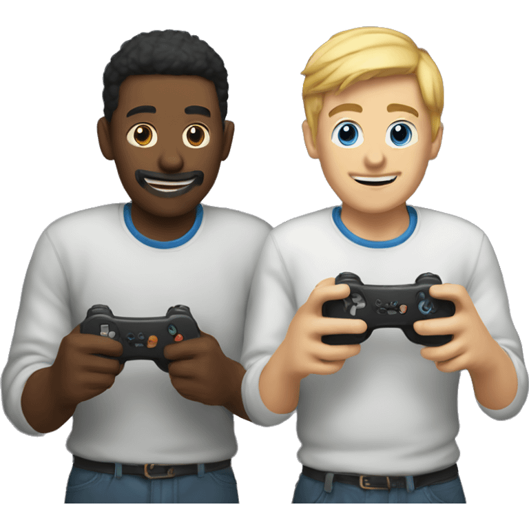 Two dudes playing video games emoji