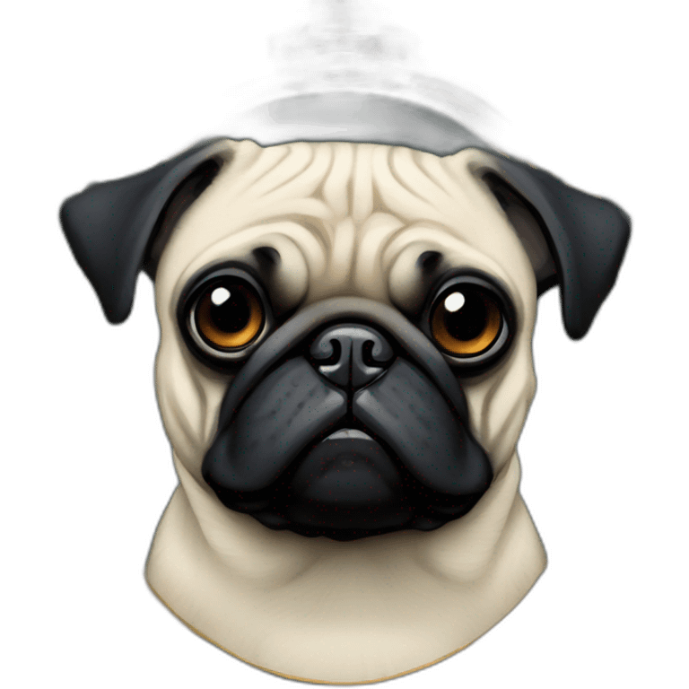 A cyberpunk black pug in Art Nouveau style during 1910 emoji