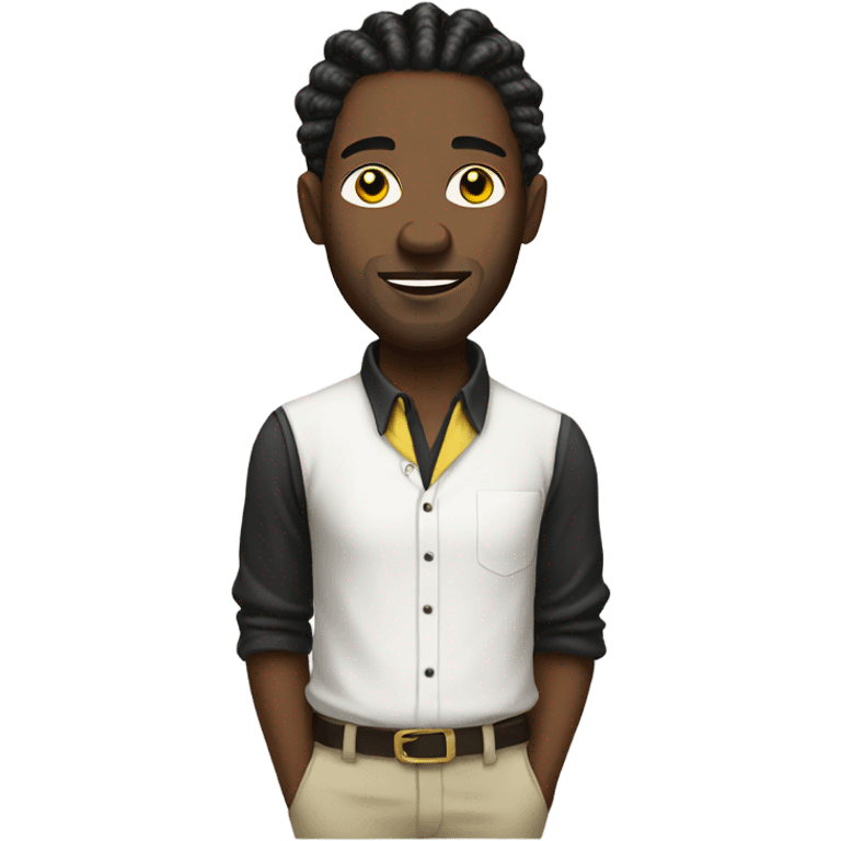 Black guy with Black and yellow dreads with a white shirt emoji