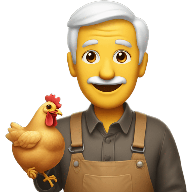 Old Man Emoji with chicken emoji