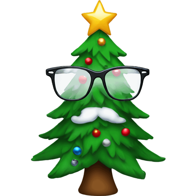 Christmas tree with glasses emoji