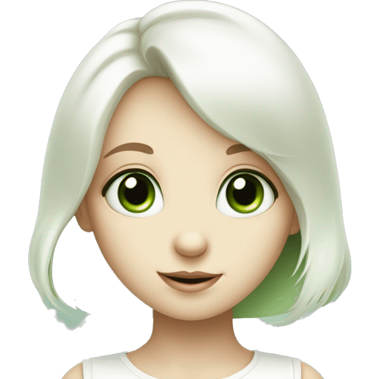 Cute White bunny girl with light-green eyes curious and question symbol  emoji