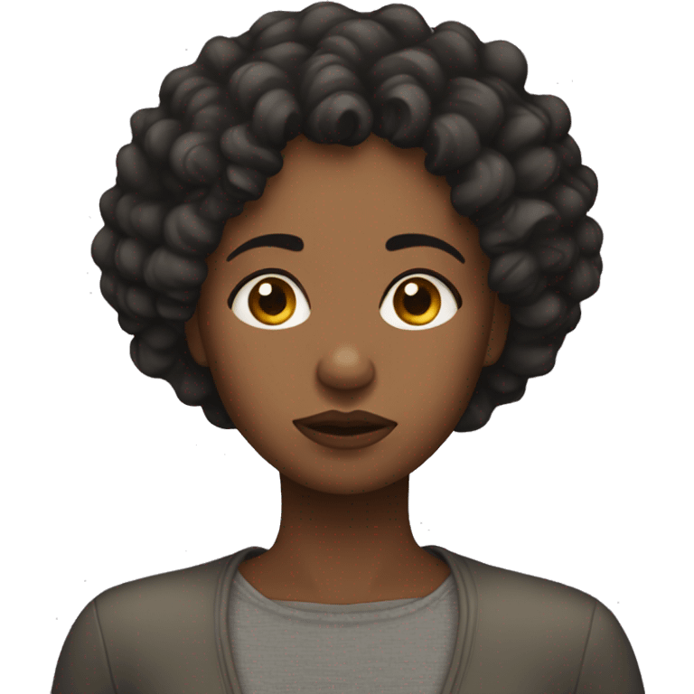 sad black woman with short tight curly hair emoji