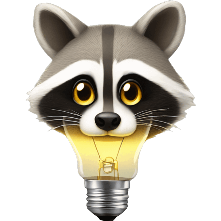 Light bulbs are flying around the raccoon's head emoji