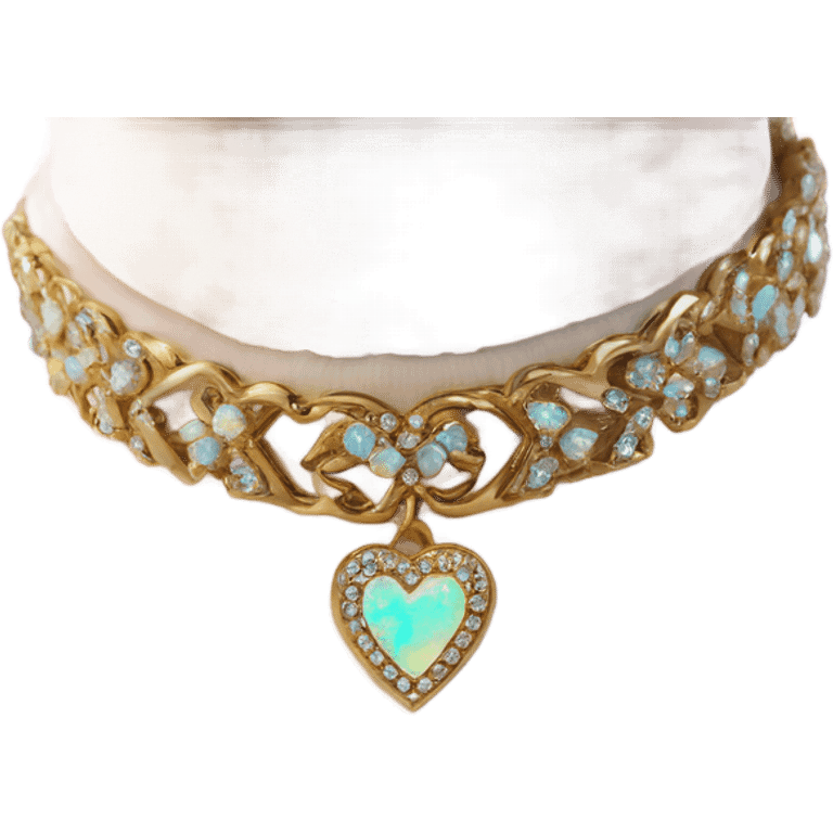 Gold heart collar with opal rhinestones emoji