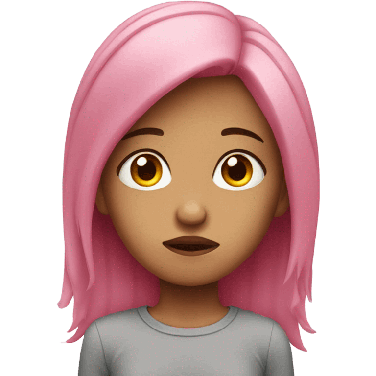 Sad girl with pink hair  emoji