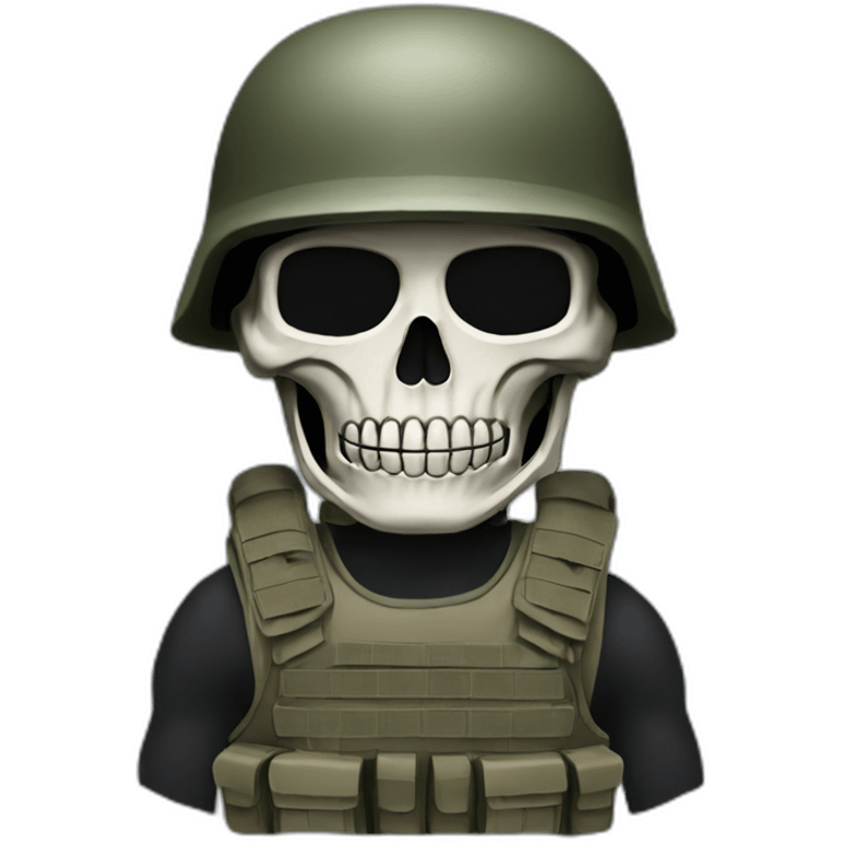 Military soldier with skeleton mask With black military gear emoji