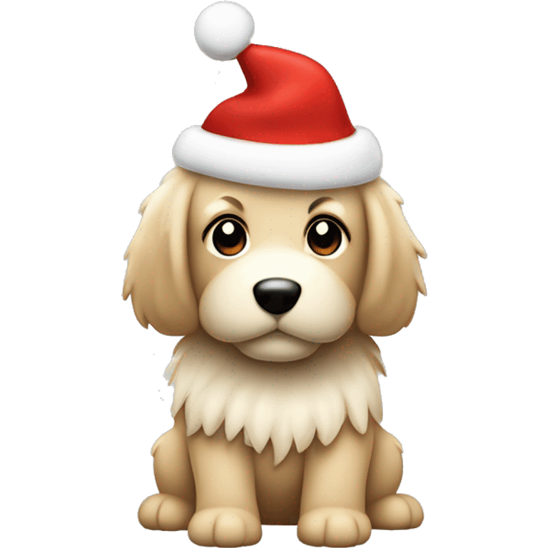 Christmas dog fluffy ￼ beige emoji