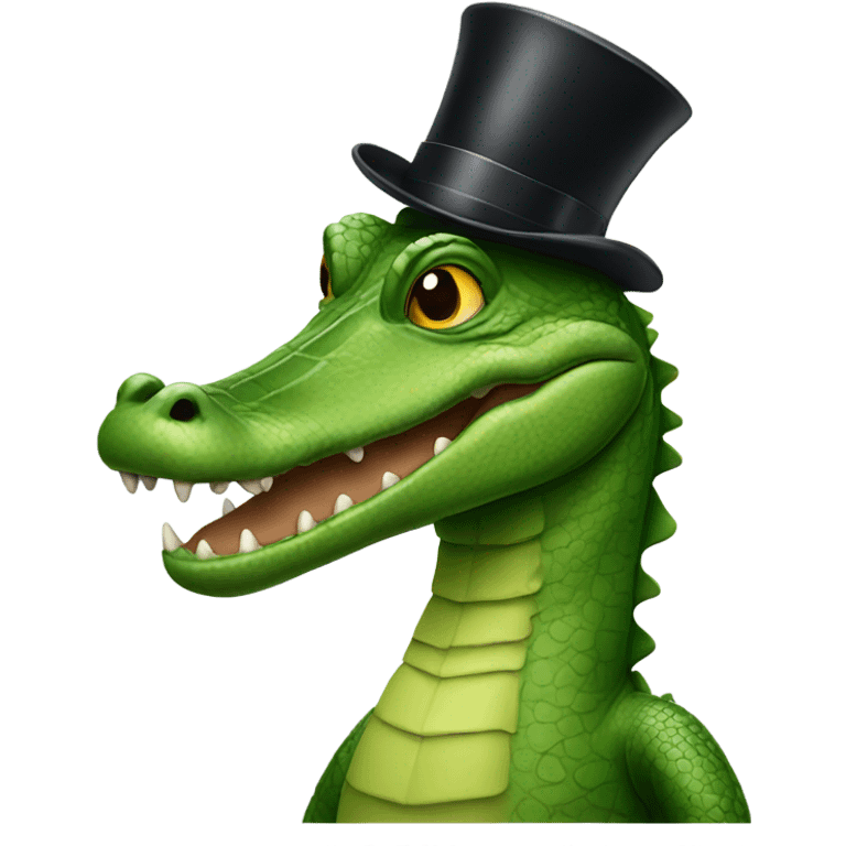 Alligator wearing a top hat emoji