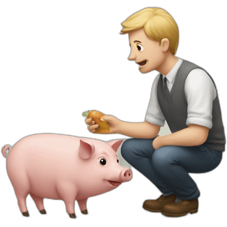 man talk with a pig emoji