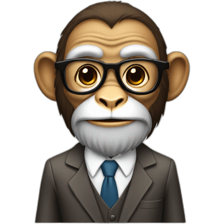 monkey professor with beard, mustace, glasses, suit  playing football emoji