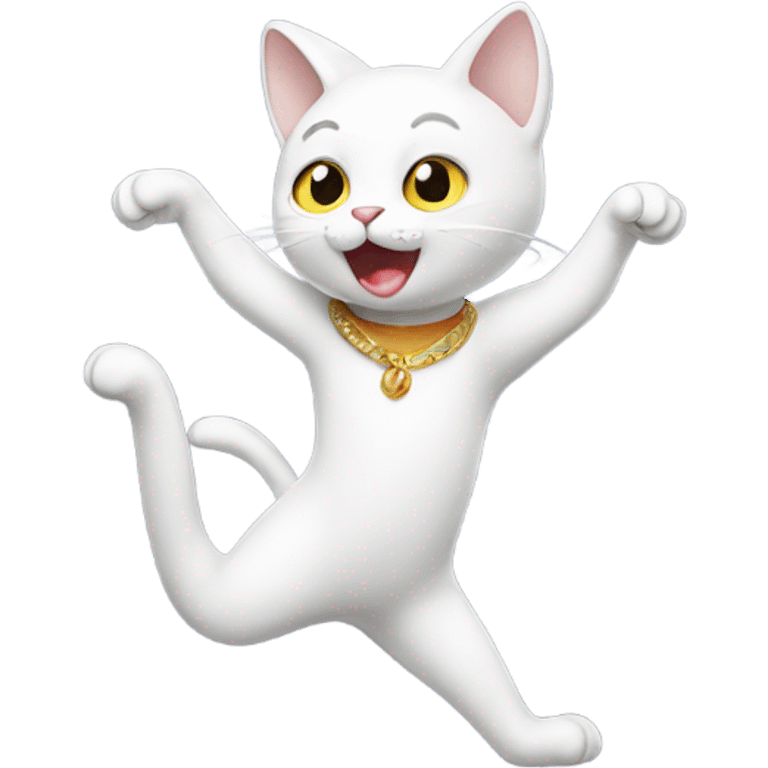 Dancing white cat emoji