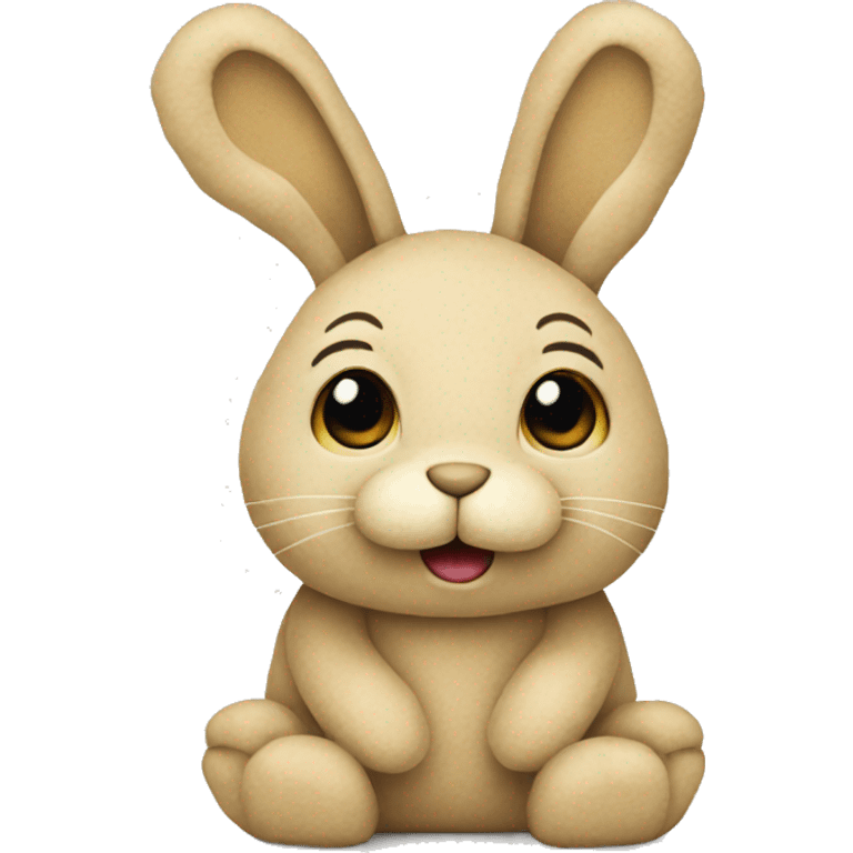 Old beige plush rabbit toy emoji