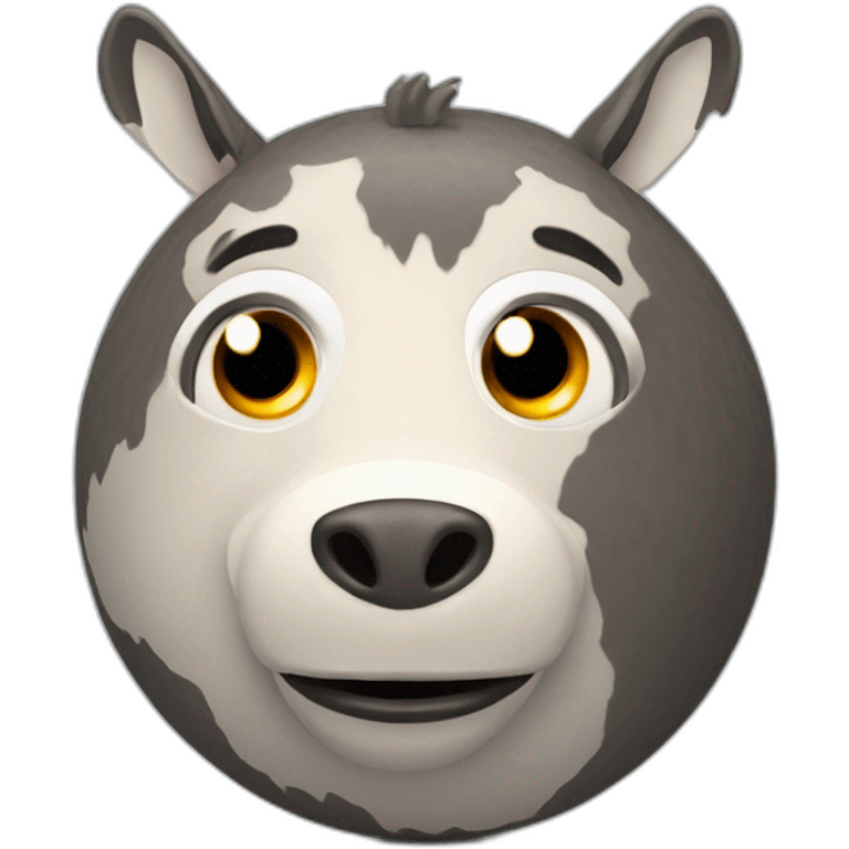 3d sphere with a cartoon Donkey skin texture with big courageous eyes emoji