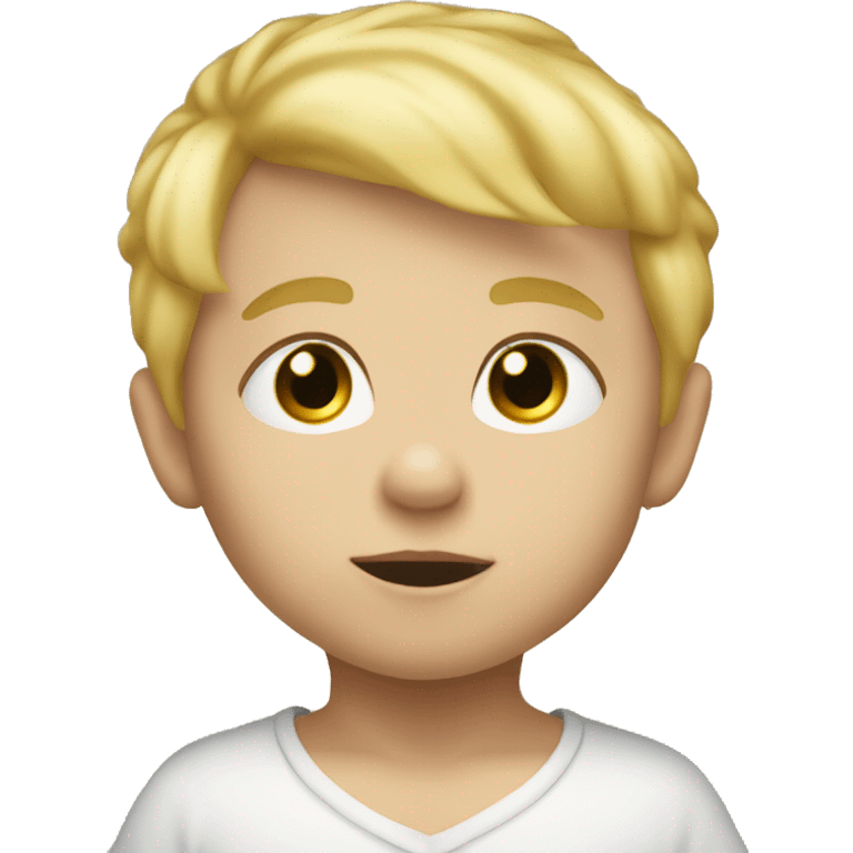 Blonde baby boy looking at viewer emoji