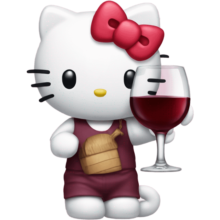 Hello Kitty drinking red wine emoji