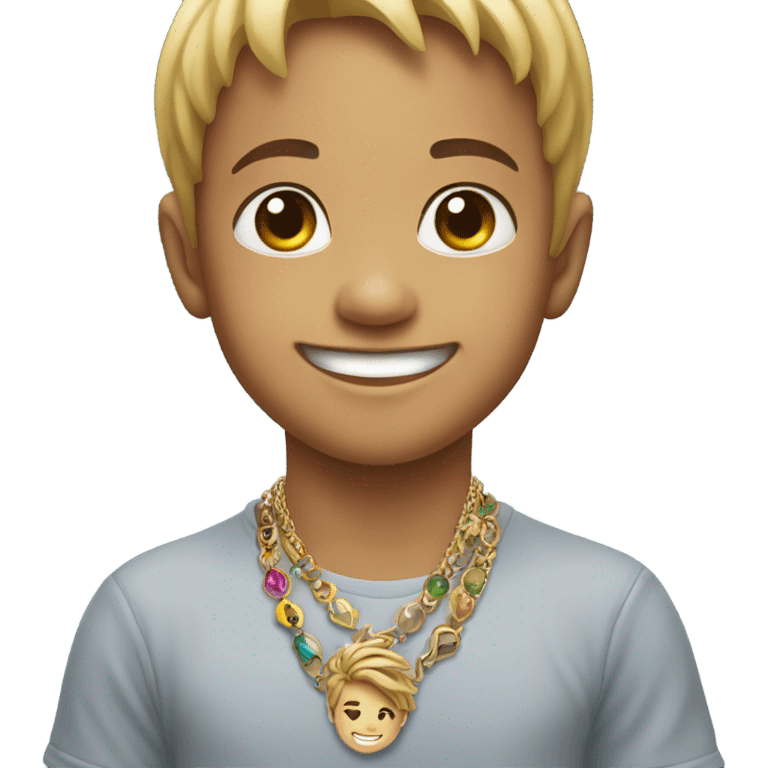 smiling boy with jewelry portrait emoji