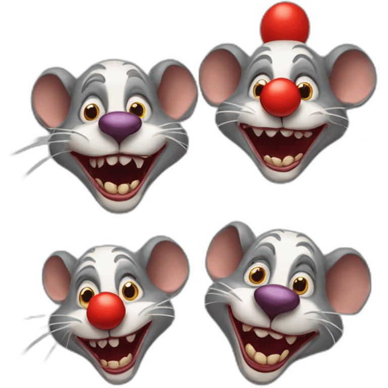 3 rats in the image of crazy clowns emoji