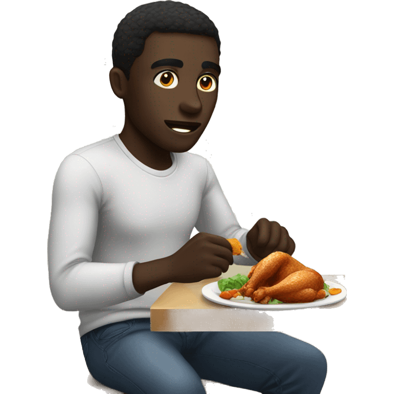 dark skinned guy eating chicken emoji