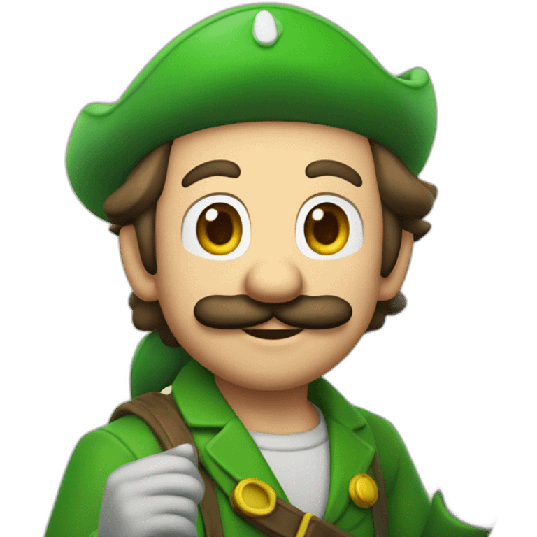 Luigi de cerca con un rifle emoji