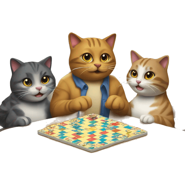 cats playing a board game at a birthday party emoji