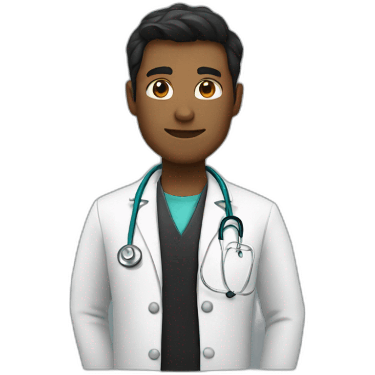 A doctor wearing a jacket black heir emoji