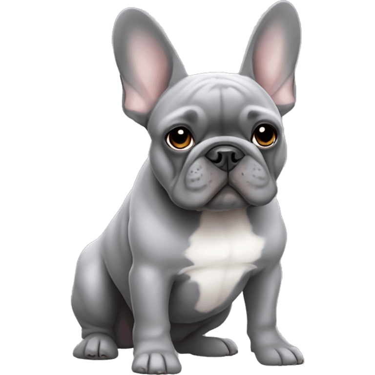 Grey colored French bulldog full body  emoji